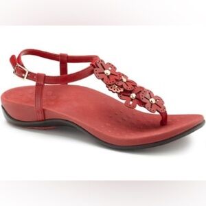 Vionic Julie sandals red size 8 floral ortho thong with straps